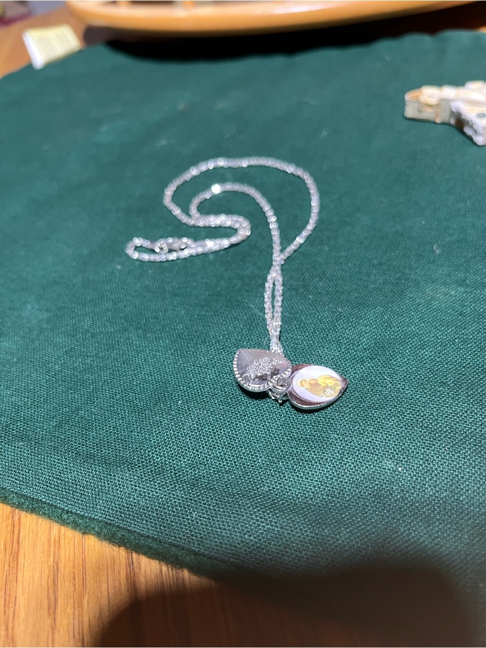Silvertone Heart Locket Necklace with Picture - Women Jewelry